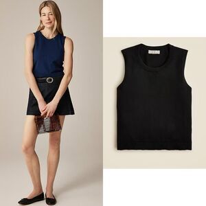 NWT J CREW Sweater shell in premium ultra-fine cotton blend in BLACK